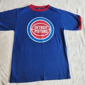 Vintage 90s Detroit Pistons T Shirt Hardwood Classics Blue Red Sz. Medium